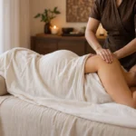 Illustration of supportive cushions prepared for prenatal massage